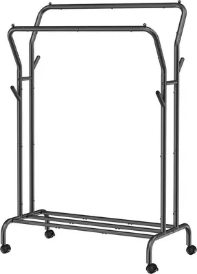 Produktbild von Famanu Kleiderständer mit Rollen - 2 Kleiderstangen, belastbar bis 100 kg, schwarz