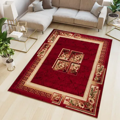 Produktbild von Tapiso Teppich ATLAS modern rot beige Wohnzimmer  60 x 100 cm
