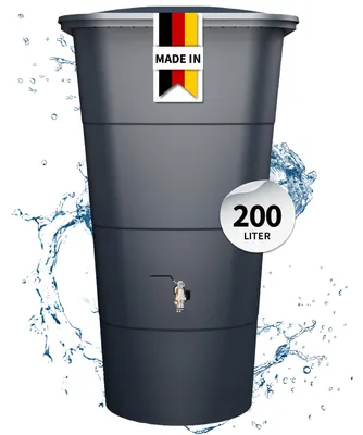 Produktbild von GARANTIA IBIZA Regentonne eckig 200 Liter graphite grey inkl. Deckel und Chrom-Doppelauslaufhahn