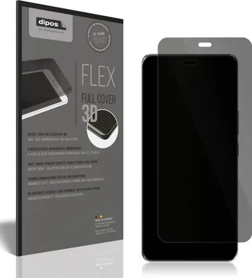 A product packaging and a smartphone with a screen protector.