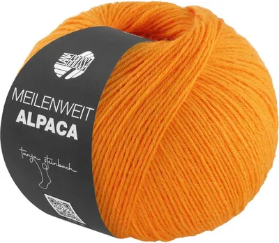 Produktbild von Lana Grossa MEILENWEIT 150 g ALPACA UNI strapazierfähige und warme 6-fach Sockenwolle 390 m Farbe 1001 - Orange