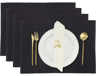 Productafbeelding van Servetten van katoen, zwart, set van 4, 13x19 inch