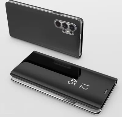 Produktbild von Handy Hülle für Samsung Galaxy S24 Ultra Clear View Hülle Klapp Flip Hülle Bumper Cover Spiegel Mirror – Farbe: Schwarz