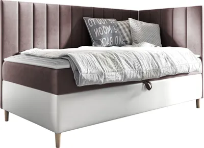 Produktbild von MIRJAN24 Boxspringbett Maja Junior 3 80x200, Einzelbett mit Bonellfederkern, Härtegrad - H3 (Farbe: Soft 017 + Fresh 09, Seite zum Öffnen des Bettkastens: Rechts)