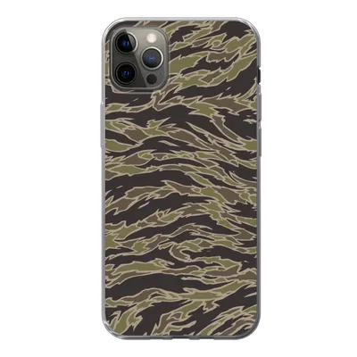 Produktbild von MuchoWow® Handyhülle Schutzhülle Hülle für iPhone 13 Pro Max Camouflage-Muster mit Streifen Silikon Softcase Handy Hülle - Mobiltelefon