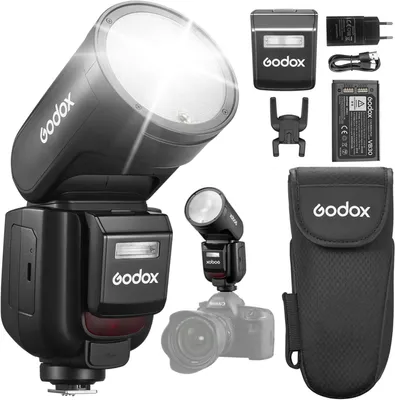 Produktbild von Godox V1 Pro N Flash TTL kabellose Runde Kopf Kamera Speedlite 76Ws HSS 1/8000s 2980mAh Lithium Batterie LED Modellierungslampe Externe Blitz für Niko