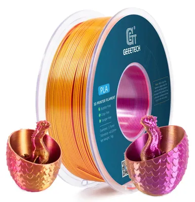 Immagine prodotto di Seiden-PLA Silk PLA Tricolor - Filamento per stampanti 3D - Diametro 1,75 mm - Tolleranza ±0,03 mm - Bobina da 1 kg - Confezionato sottovuoto - Rosso/Oro/Viola