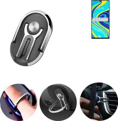 Produktbild von K-S-Trade 3in1 Smartphone-Ring Handy-Ring kompatibel mit Cubot P40 Fingerhalterung  Handyring Tischständer Lüftungsgitter-Halterung Tisch Ständer