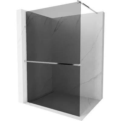 Obrázek produktu pro Mexen Kioto+ sprchová zástěna s poličkou a kolejnicí 110 x 200 cm, Grafitově černá 8 mm, Chromovaná - 800-110-121-01-40