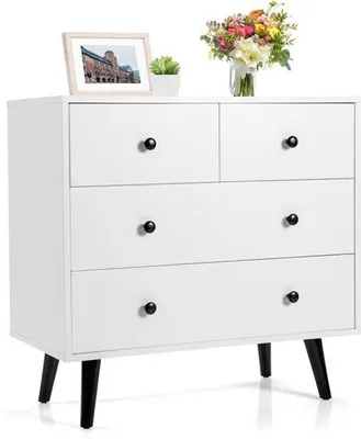 Immagine prodotto di Comò con 4 cassetti in legno - Comò moderno e cassettiera per camera da letto e soggiorno, dimensioni 80x40x77 cm