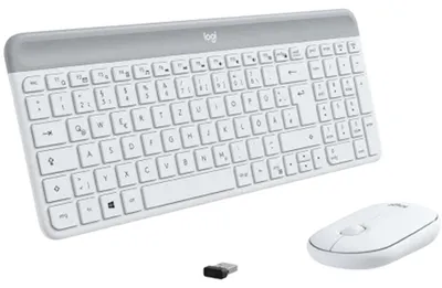 Produktbild von Logitech Slim MK470, Volle Größe (100%), Kabellos, RF Wireless, QWERTZ, Weiß, Maus enthalten