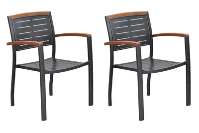 Produktbild von Merxx Gartensessel Tinos 2er Set, stapelbar - Aluminium/Akazie