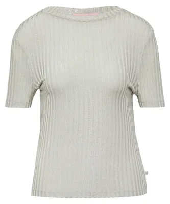 Produktbild von s.Oliver Damen Kurzarm Crop-T-Shirt aus elastischem Material in Metallic-Optik