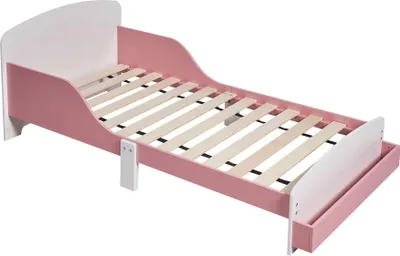 Produktbild von Kleinkind-Bodenbett mit Gitter, Weiß/Rosa, Ablagefach