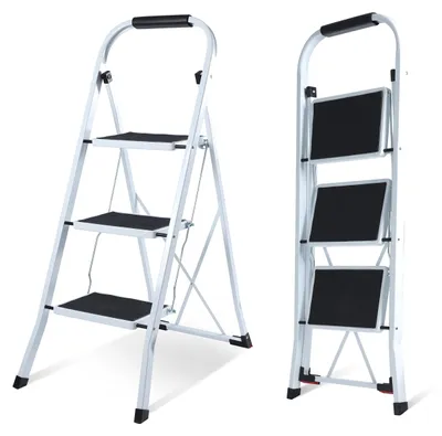 Immagine prodotto di Scala pieghevole a 3 gradini con superficie antiscivolo e maniglie ergonomiche