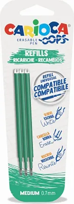 Immagine prodotto di Biro verde carioca con gomma da cancellare - blister da 3 pezzi