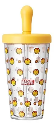 Produktbild von MINISO Marvel Iron Man Kunststoffbecher mit Strohhalm 420 ml Trinkbecher