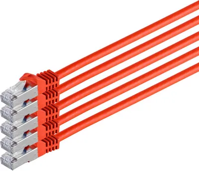 Produktbild von RJ45 Patchkabel m. CAT 7 Rohkabel  PIMF rot 2m