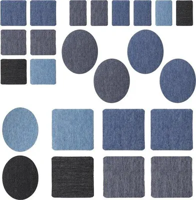 Produktbild von Jeans-Reparaturflicken, 24 Stück, blau/schwarz, Denim