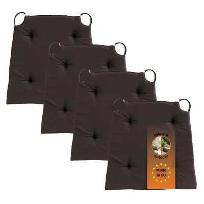 Productafbeelding van Set van 4 stoelkussens 42 x 40 cm, voor binnen en buiten, 100% katoen, kastanjebruin, sleepling