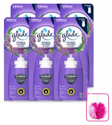 Imagen del producto de 6 recambios para ambientador Glade Sense & Spray - Lavanda y Aloe - 18 ml - Paquete económico - 6 unidades