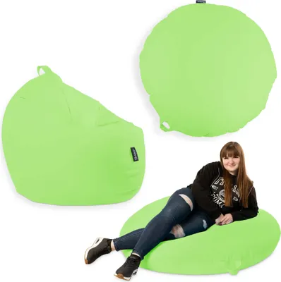 Produktbild von Sitzsack mit füllung 2 in 1 Sitzkissen Bean Bag Outdoor Indoor Wasserfest | Neongrün 145cm