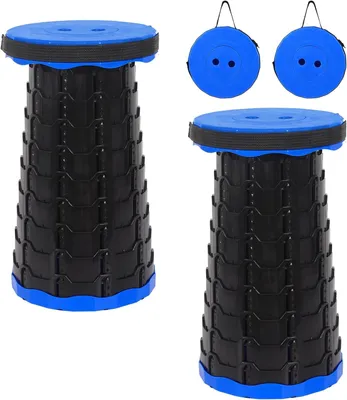 Produktbild von Dreibeinhocker 2er-Pack Klapphocker mit Kissen, einziehbarer tragbarer Teleskophocker mit maximaler Tragfähigkeit 180 kg, leichter Klapphocker für Ang