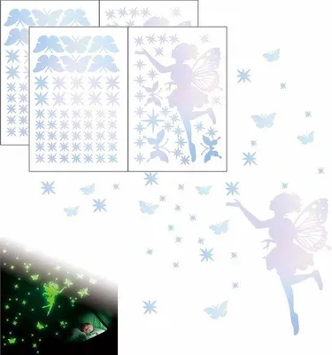 Image de Étoiles phosphorescentes pour chambre de fille - Autocollants muraux - Ciel étoilé - Décoration de chambre d'enfant