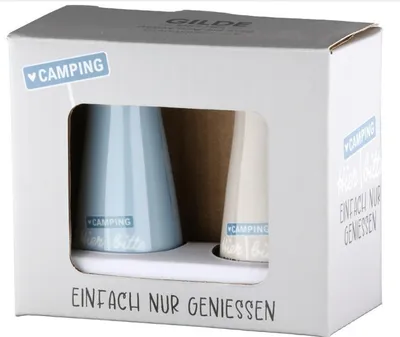 Produktbild von 2tlg. Set, Salz-/ & Pfeffer Streuer, Camperglück aus Porzellan
