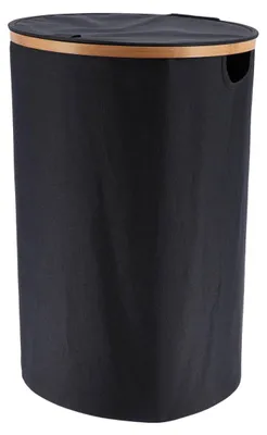 Produktbild von Tendance Waschekorb - rund - Bambus - 70L - schwarz - 60 x 40 cm