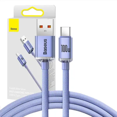 Produktbild von Baseus Crystal Shine Kabel USB auf USB-C, 5A, 1,2m (lila)