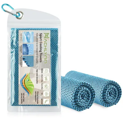 Zdjęcie produktu dla Chłodzący ręcznik z mikrofibry, 100 x 30 cm, kolor niebieski, idealny do sportu i podróży