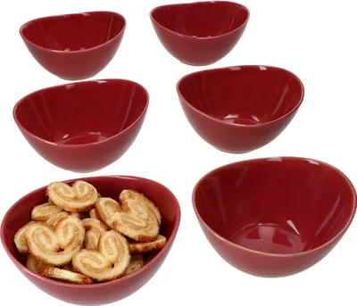 Produktbild von Mäser 6x Natural Schale 400ml rot Steingut 6 Pers für Dessert Salat Müsli Suppe