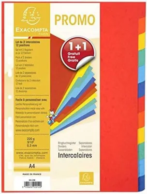 Image de EXACOMPTA 2012SE EXACOMPTA Karton-Register, DIN A4, 12-teilig, Promopack 1+1