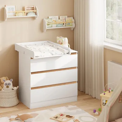 Zdjęcie produktu dla Szafka na komodę - Blat z płyty MDF - Wymiary 60 x 10,5 x 80 cm - Z panelami bocznymi - Do samodzielnego montażu - Biały