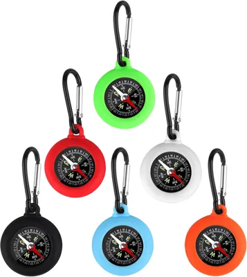 Imagen del producto de Brújulas para niños con mosquetón, juego de 6 unidades, para navegación al aire libre, ideales para camping y senderismo