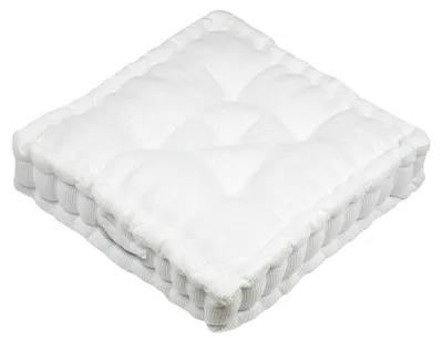 Produktbild von Stoff Textil Bodenkissen Ribcord - weiss - polyester - 45 x 45 x 10 cm - quadratisch - Extra dick