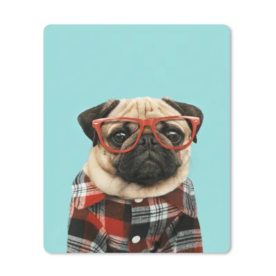 Produktbild von MuchoWow® Mauspad Mousepad Hund - Hipster - Brille - Bluse 30x40 cm - Mousepads - Maus Mat - Pad - Mausunterlage - Mausmatten