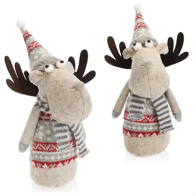 Produktbild von com-four® 2x Deko-Elch, winterliche Rentier-Figur als schwedische
