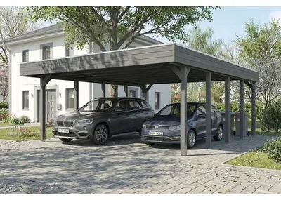 Produktbild von Doppelcarport SKAN HOLZ Friesland inkl. Pfostenanker 546 x 708 cm schiefergrau