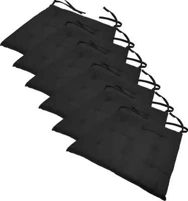 Produktbild von Stuhlkissen 40x40 cm ComfySeat - Sitzkissen mit Bändern / Schleife, 9-fache Steppung - Indoor & Outdoor, Farbe:Anthrazit, Set:6er Set