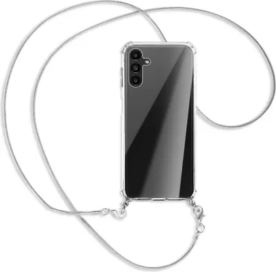 Produktbild von Handykette Backcover-Schutzhülle mit Band (Metall silberfarben) für Samsung Galaxy A13 5G - silberfarbene Kette Snake