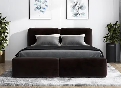 Produktbild von Polsterbett OLKE -OM 90 x 200 mit Bettkasten. Farbe: Dunkelbraun