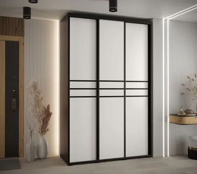 Obrázek produktu pro Šatní skříň ASIRI 10 - 150/45 cm, černá / bílá / černá
