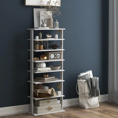 Obrázek produktu pro Stojan na boty 7patrový botník v retro stylu 45 x 25 x 110,5 cm bílý