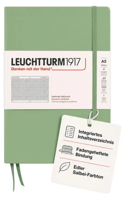 Immagine prodotto di Leuchtturm 361583, Monocolore, Verde, Formato A5, 251 fogli, Grammatura 80 g/m², Rilegatura a libro