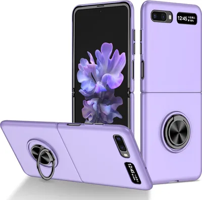Produktbild von Samsung Galaxy Z Flip Hülle, Dünn Hart PC Schutzhülle mit Ringhalter Ständer für Samsung Galaxy Z Flip 5G Lila
