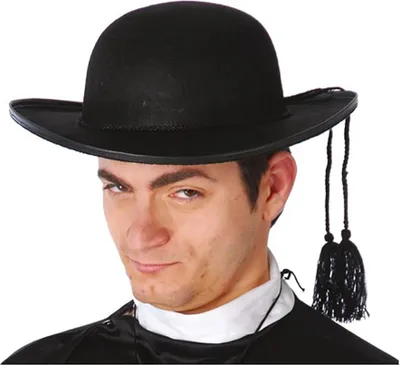 Obrázok produktu pre Náboženstvo karneval klobúk kňaz Halloween Canon kostým príslušenstvo Vintage štýl elegantné čierne, farba: čierna