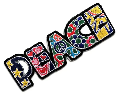 Obrázok produktu pre Peace Frieden - záplata, nažehľovačka, nažehľovací obrázok, nášivka, nažehľovačka, veľkosť: 10 x 3 cm