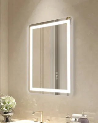 Image de Miroir de salle de bain LED Miroir cosmétique - 3 couleurs, montage mural, 50x70cm - Miroir lumineux de haute qualité pour la salle de bain et la cosmétique